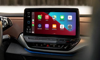 ID.4 center console display with mobile device apps on screen