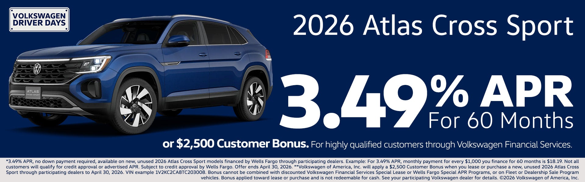 2026 Atlas Cross Sport APR offer