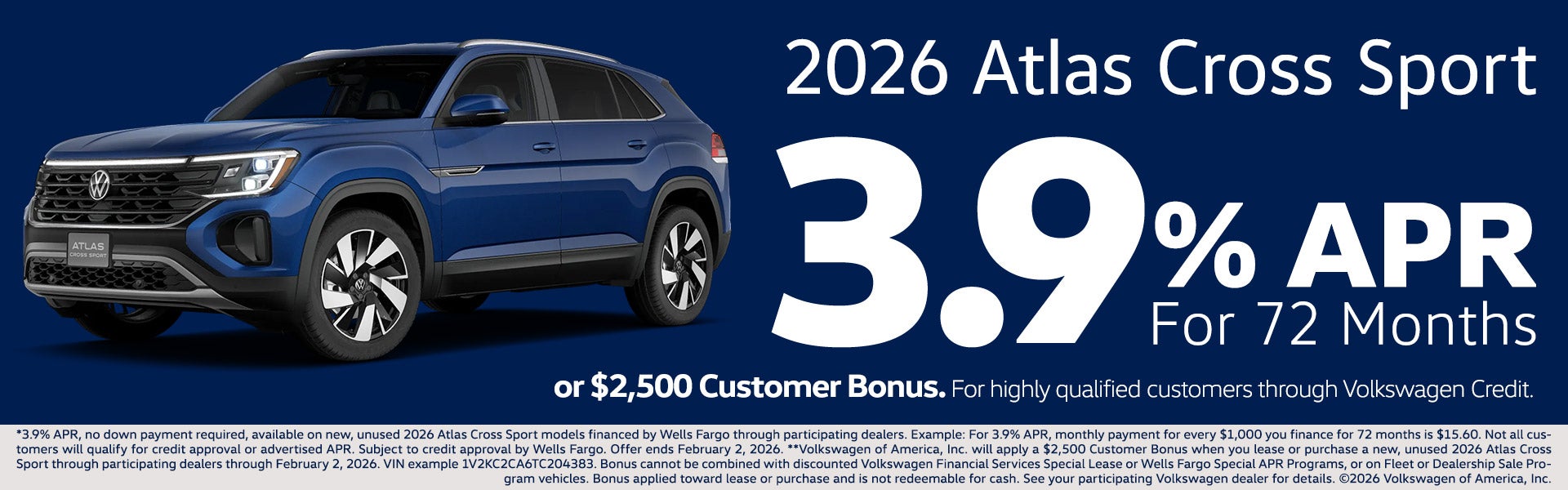2026 Atlas Cross Sport APR offer