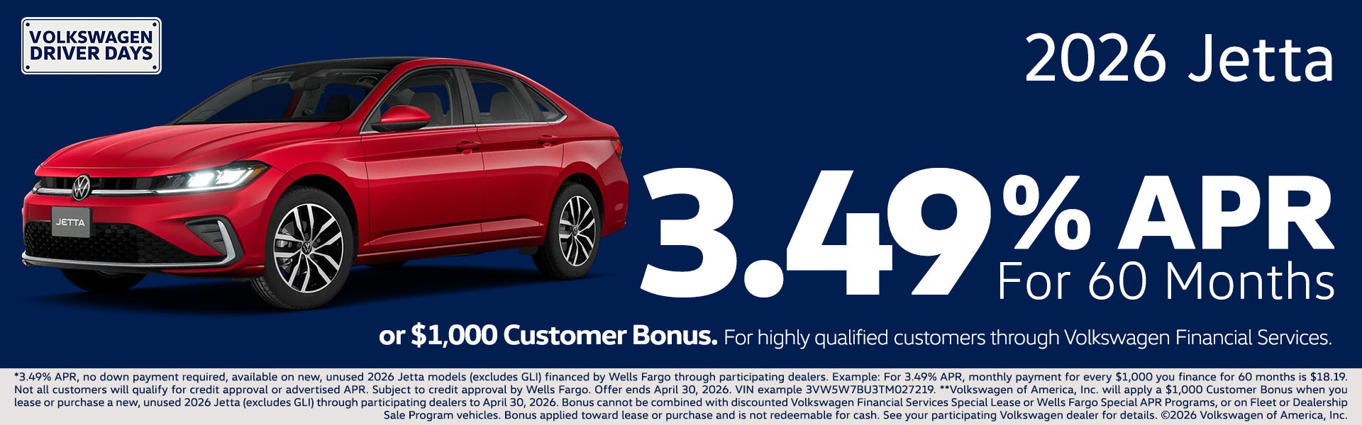 2026 Jetta APR Offer