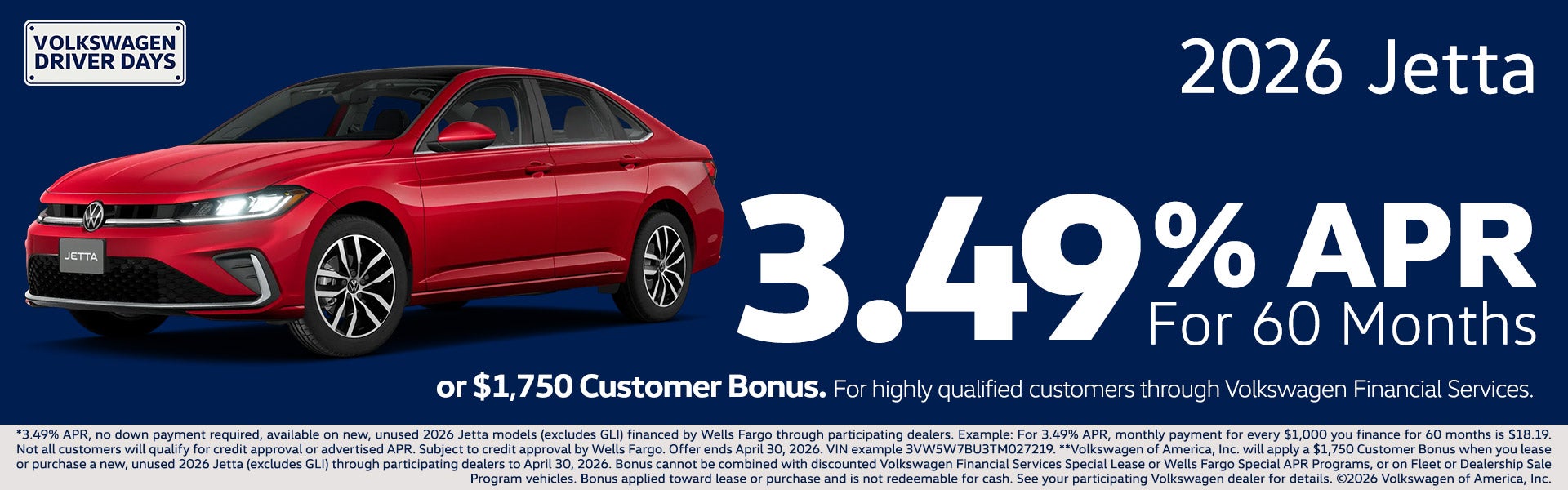 2026 Jetta APR Offer